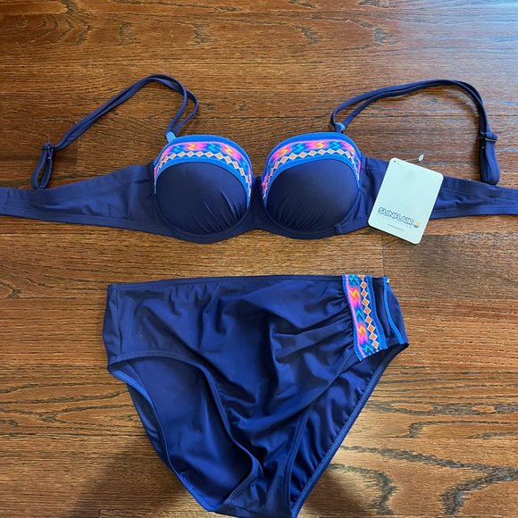 Sale! NEW Sunflair Aztack Bikini Set Blue with a hint of color & Blue beads Med - Picture 10 of 11